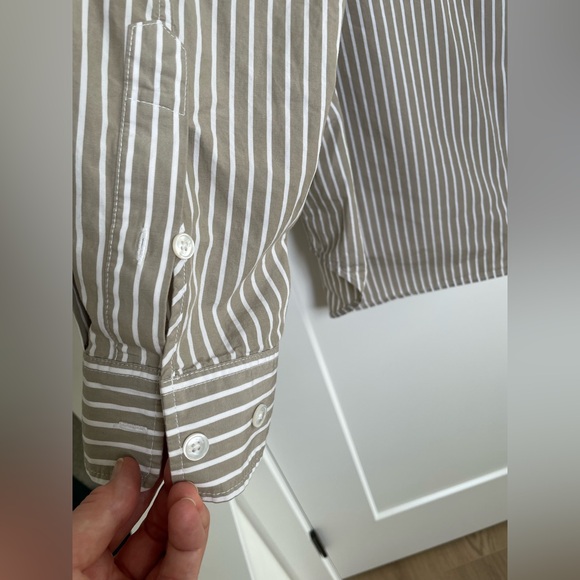 Wilfred free Taupe Stripe Button-Up Shirt - Picture 4 of 10